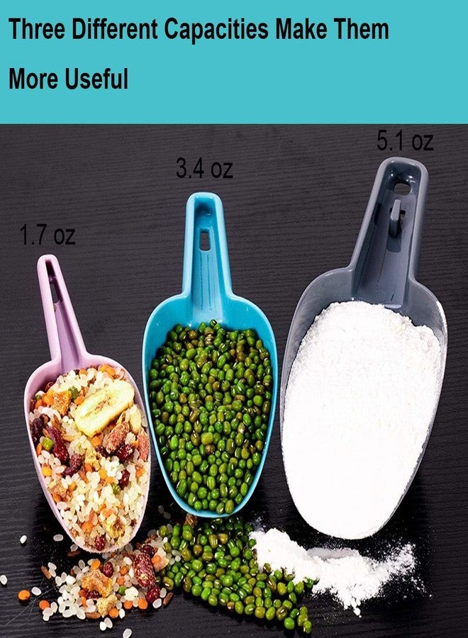 Krizkey 3 Pcs Multi-Purpose Plastic Nesting Scoop Spoons for Canisters Flour Cereal Popcorn Scoop Set Kirana Shop, Grocery, Grains, Sugar, Atta, Rice, Masala Powder, Ice Cream - Image 3
